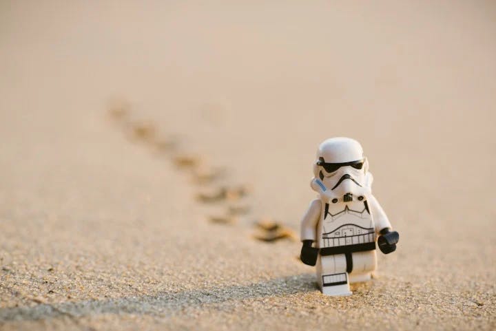 Lonely Lego figure walking